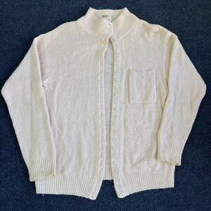 Vintage Gerard Works Cardigan Sweater Womens Medium Pink Mock Neck Hong Kong